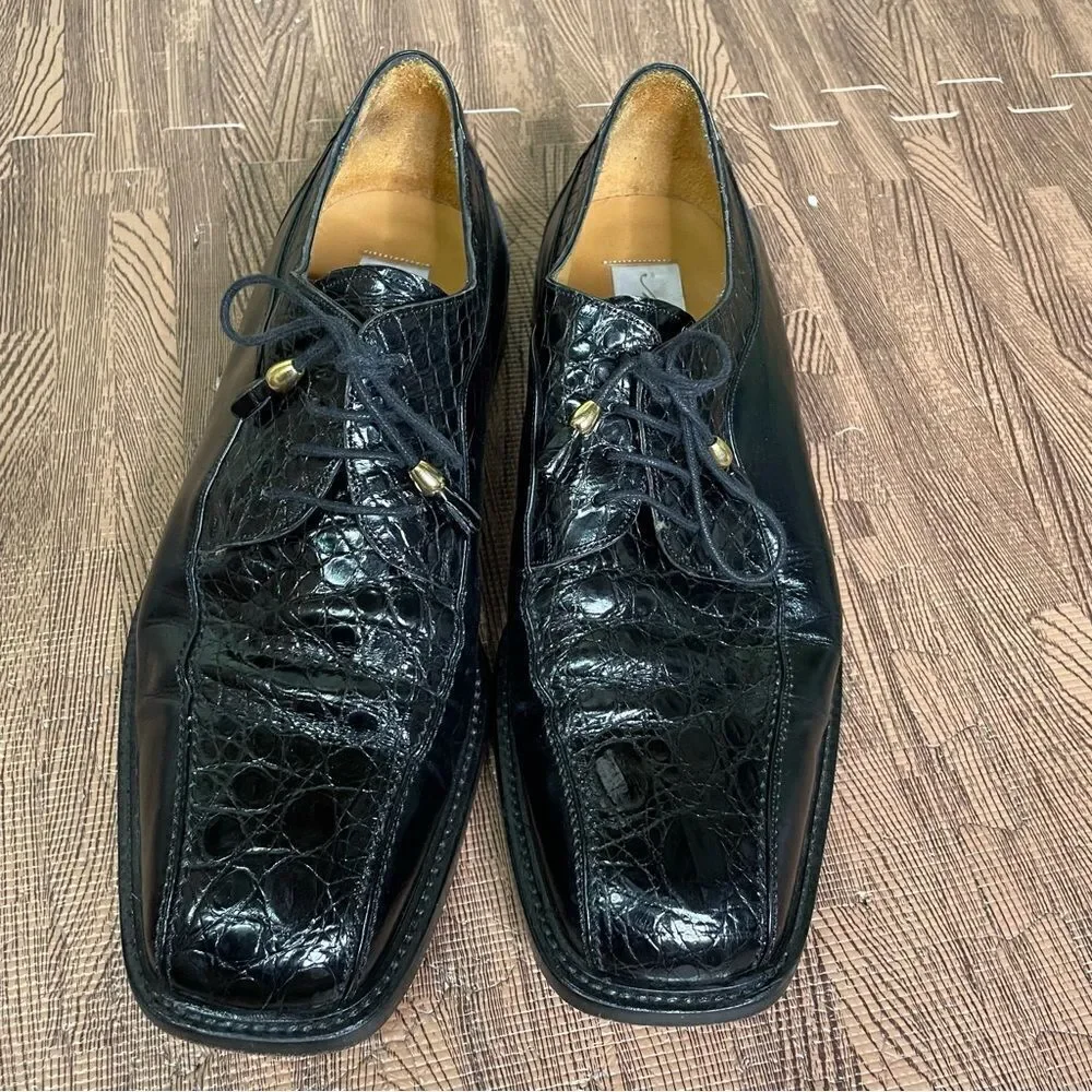 Mezlan Genuine Black Crocodile‎ Oxfords Men’s Size 10.5M